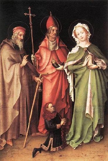 Stefan Lochner Saints Catherine, Hubert, and Quirinus with a Donor